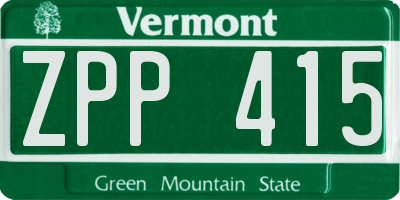 VT license plate ZPP415