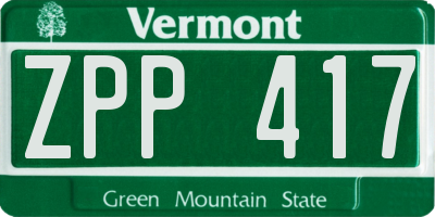 VT license plate ZPP417