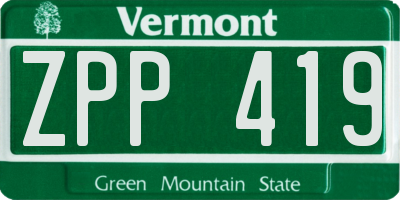 VT license plate ZPP419