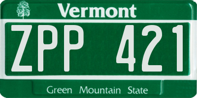 VT license plate ZPP421