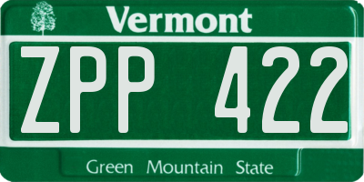 VT license plate ZPP422