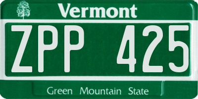 VT license plate ZPP425