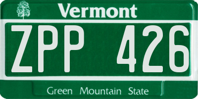 VT license plate ZPP426