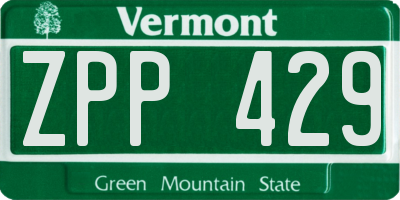 VT license plate ZPP429
