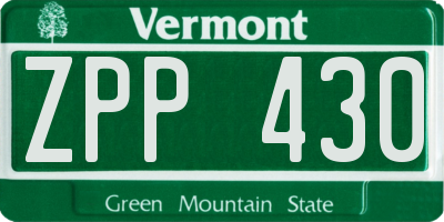 VT license plate ZPP430