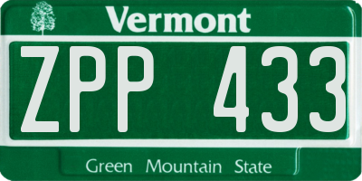VT license plate ZPP433