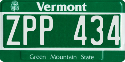 VT license plate ZPP434