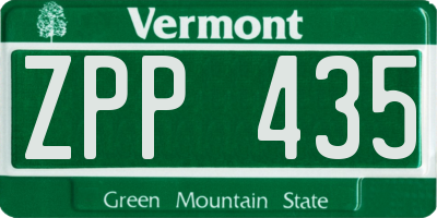 VT license plate ZPP435