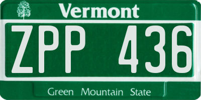 VT license plate ZPP436