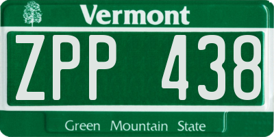 VT license plate ZPP438