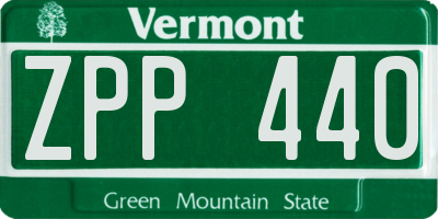 VT license plate ZPP440