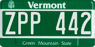 VT license plate ZPP442
