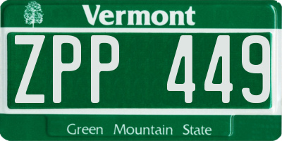 VT license plate ZPP449