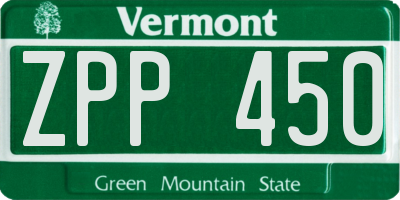 VT license plate ZPP450