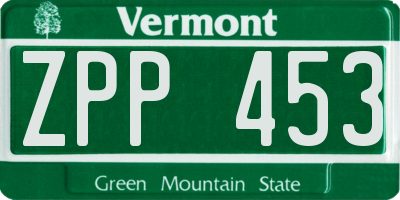 VT license plate ZPP453