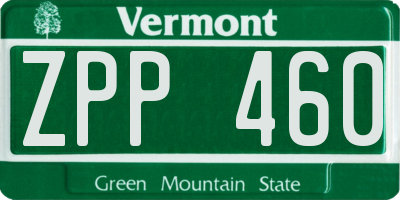 VT license plate ZPP460