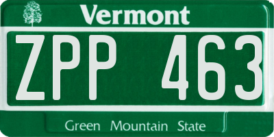 VT license plate ZPP463