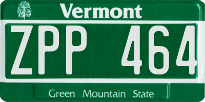 VT license plate ZPP464