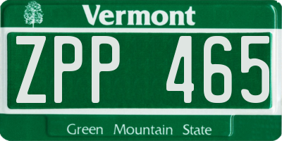 VT license plate ZPP465