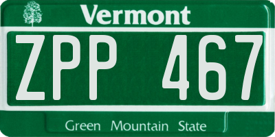 VT license plate ZPP467