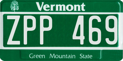 VT license plate ZPP469
