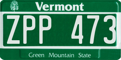 VT license plate ZPP473