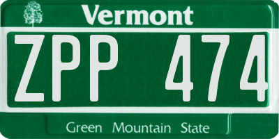 VT license plate ZPP474