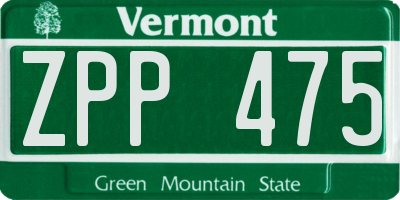 VT license plate ZPP475