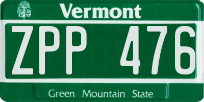 VT license plate ZPP476