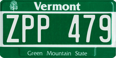 VT license plate ZPP479