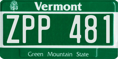 VT license plate ZPP481