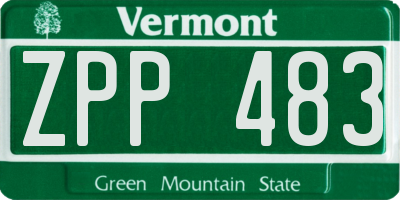 VT license plate ZPP483