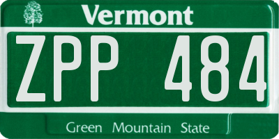 VT license plate ZPP484