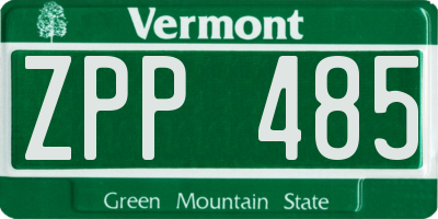VT license plate ZPP485