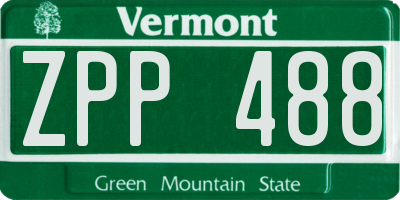 VT license plate ZPP488