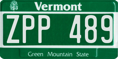 VT license plate ZPP489