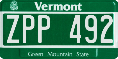 VT license plate ZPP492