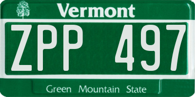 VT license plate ZPP497