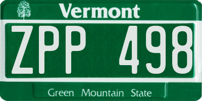 VT license plate ZPP498
