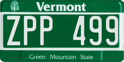 VT license plate ZPP499