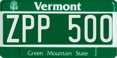 VT license plate ZPP500