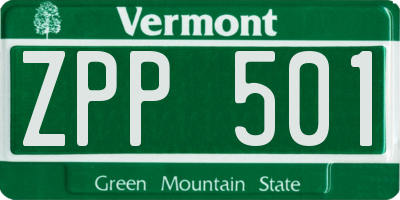 VT license plate ZPP501