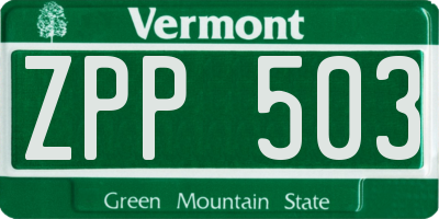 VT license plate ZPP503