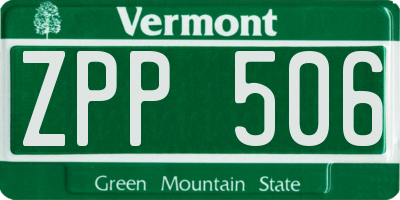 VT license plate ZPP506
