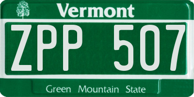 VT license plate ZPP507