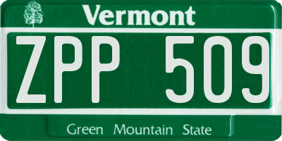 VT license plate ZPP509