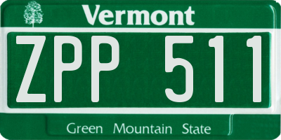 VT license plate ZPP511