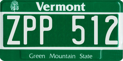 VT license plate ZPP512