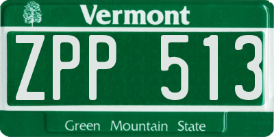VT license plate ZPP513
