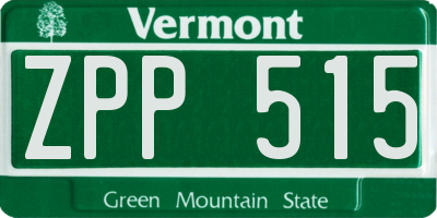 VT license plate ZPP515